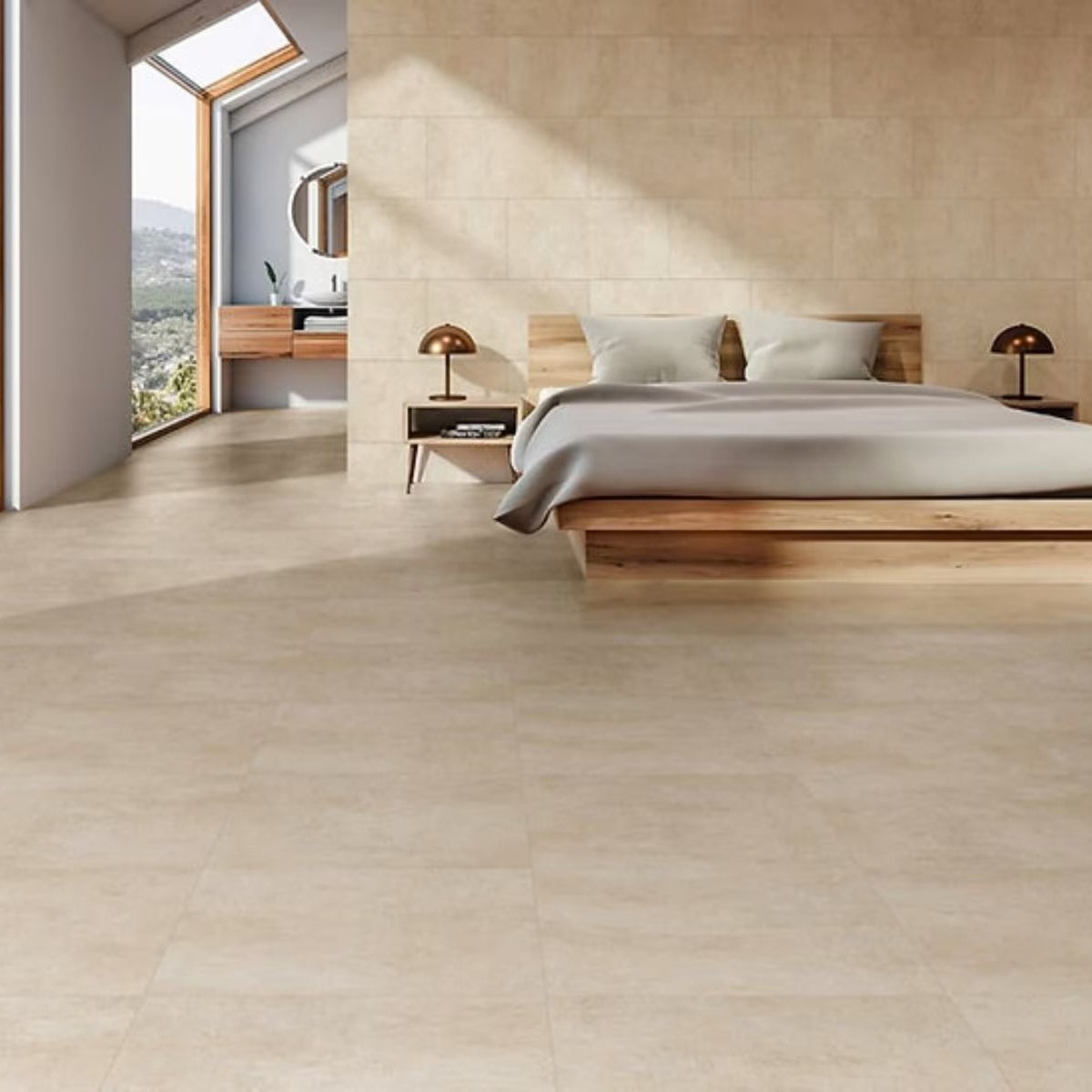 Bodenfliesen 60x120 cm Beige Feinsteinzeug Rektifiziert