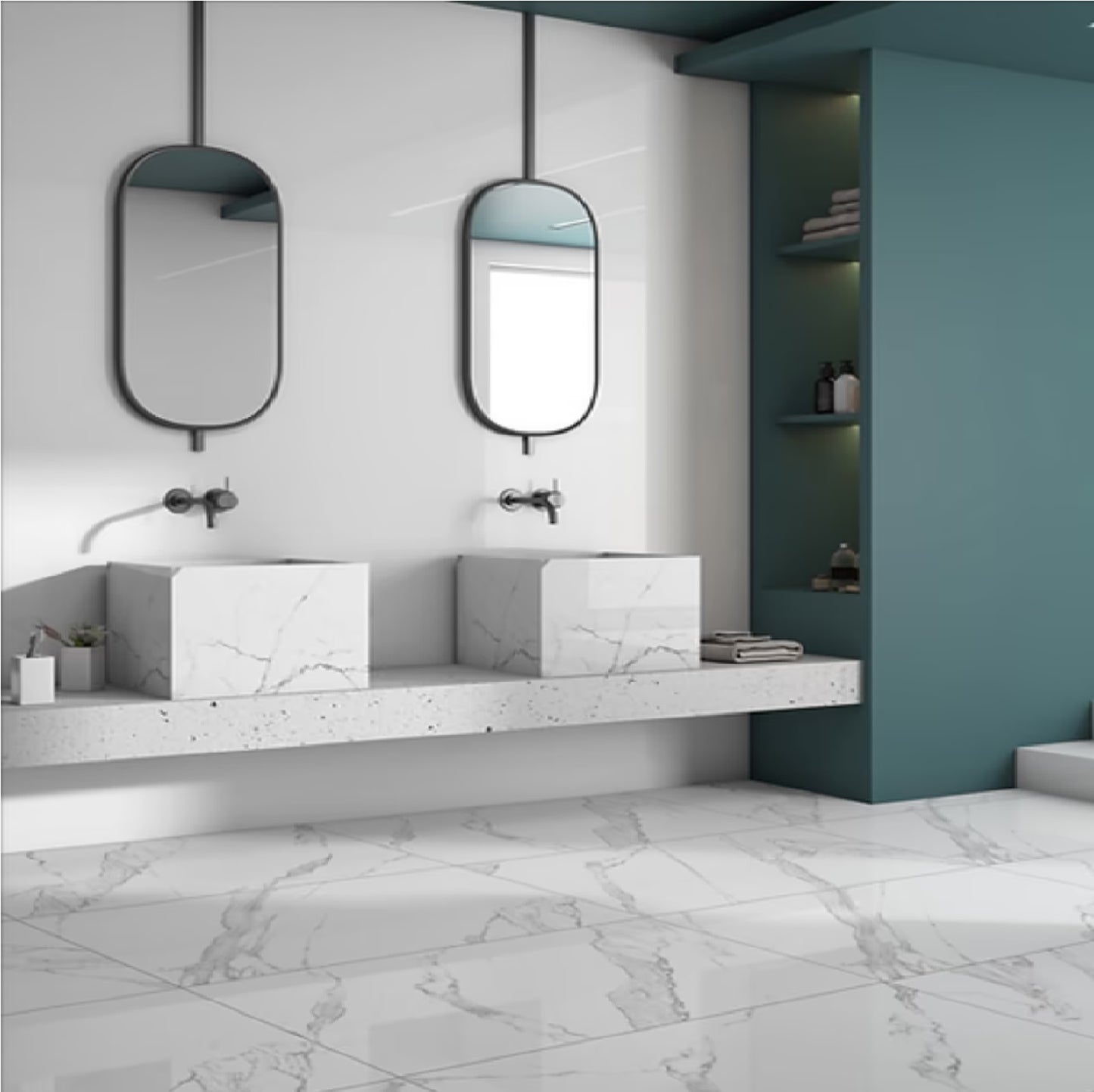 Bodenfliesen 60x120 cm Marmoroptik Feinsteinzeug Hochglanz rektifiziert