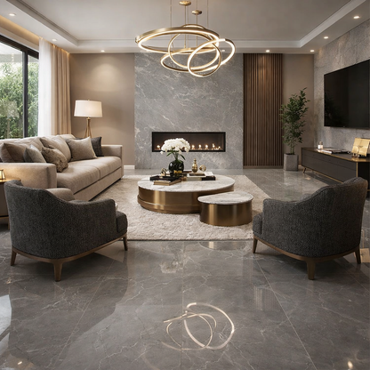 Kütahya Pulpis Prime Dark Grey Bodenfliese 60x120 poliert Feinsteinzeug