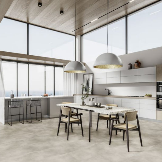 Klick-Vinyl Modern Concrete Creme | Vinylboden Fliesenoptik 0,50 mm