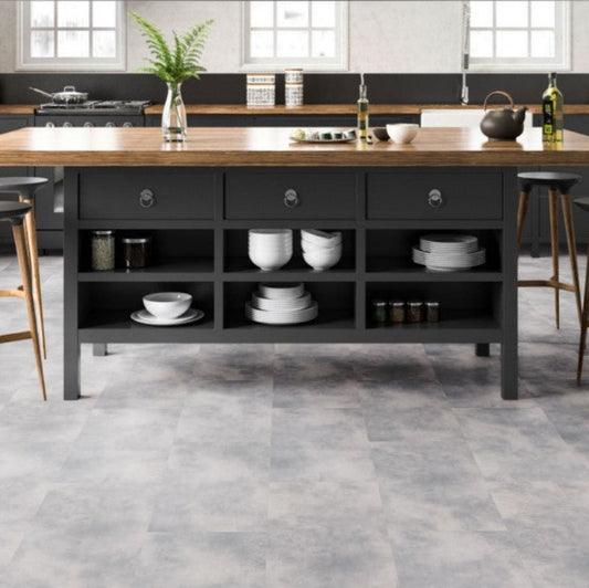 Klick-Vinyl Light Grey | Vinylboden Steinoptik Beton hellgrau