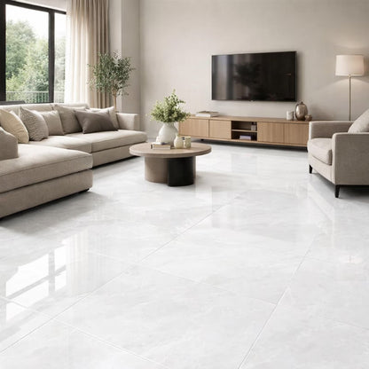 Kütahya Messina Weiss poliert Bodenfliesen 60x120 cm Feinsteinzeug