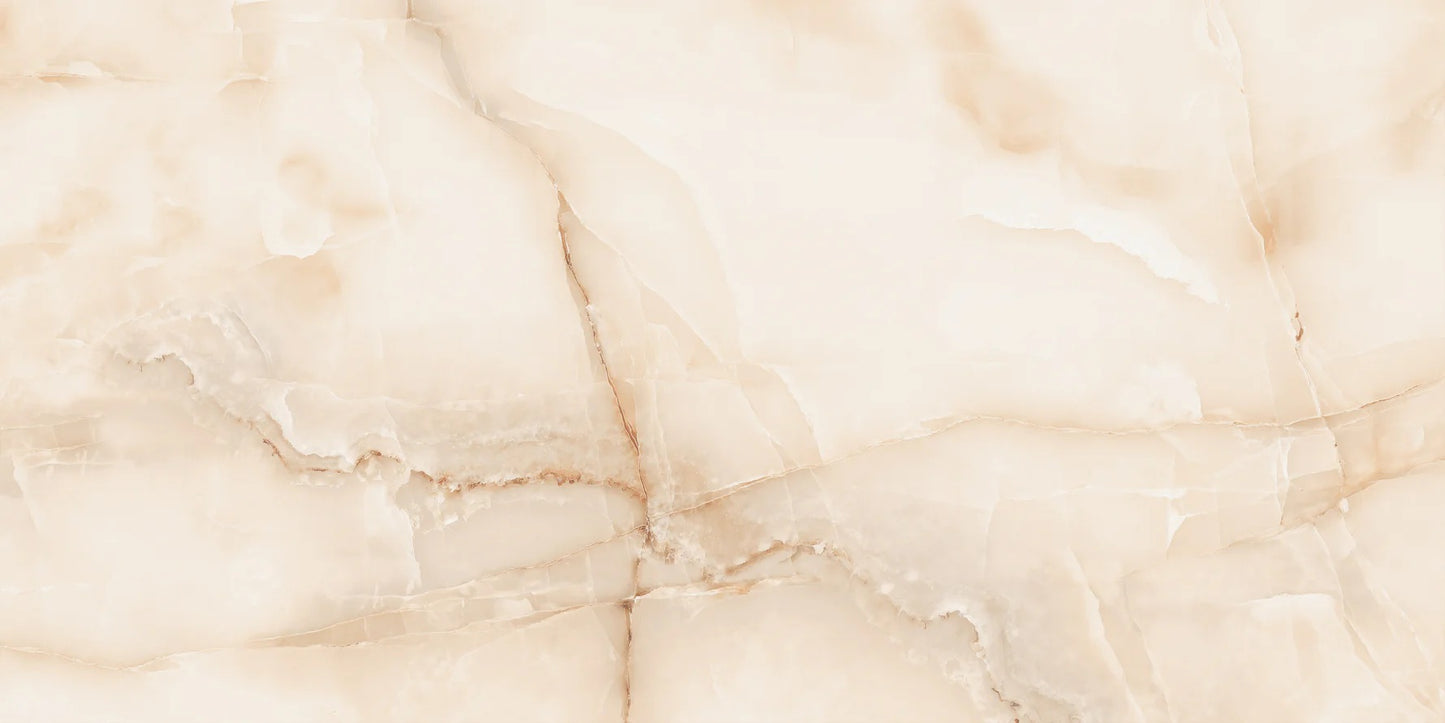 Bodenfliese 60x120 cm Onyx Crema Hochglanz Feinsteinzeug Premium