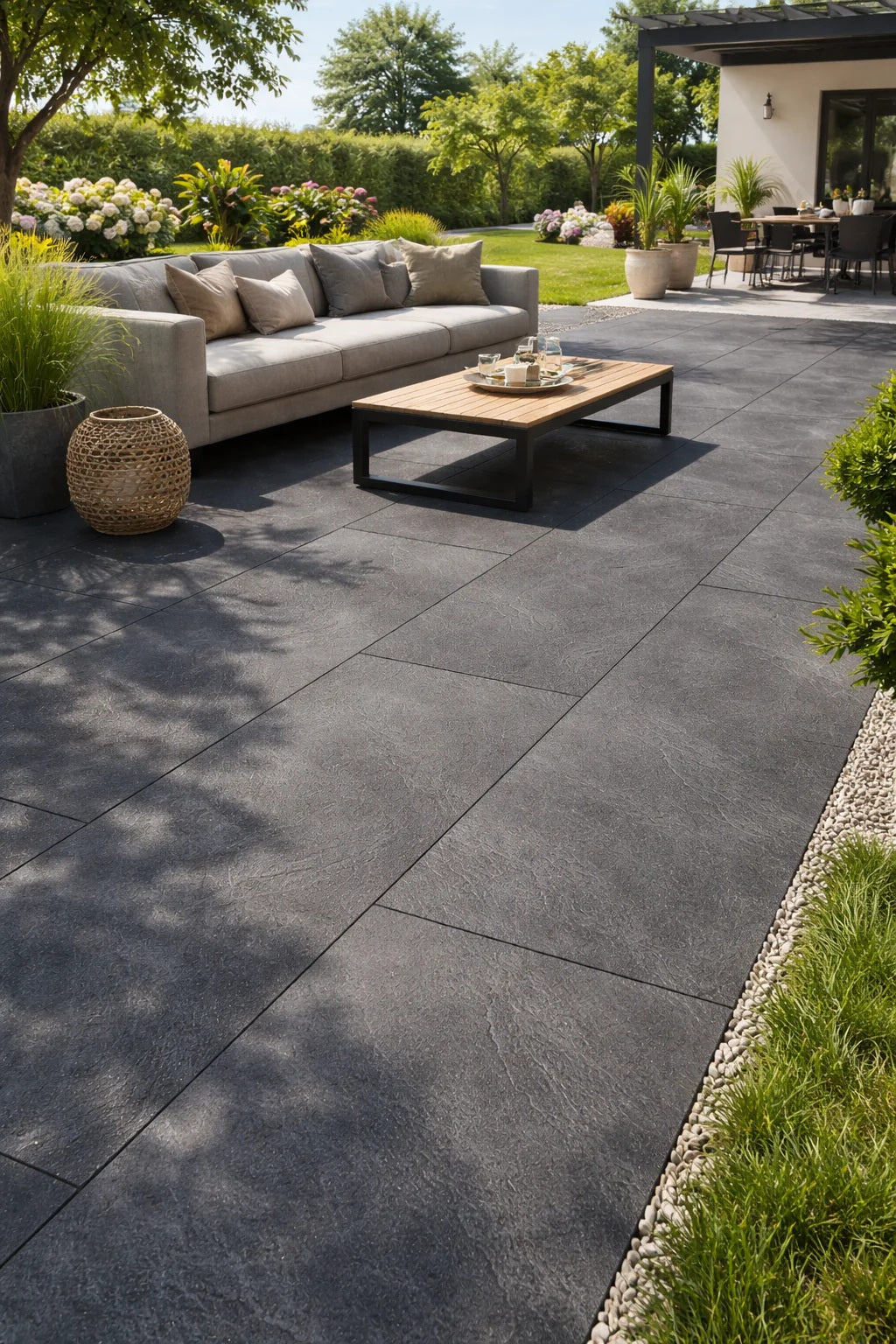 Terrassenplatten 60x120 Anthrazit Feinsteinzeug R11/C