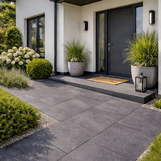Terrassenplatten 60x120 Anthrazit Feinsteinzeug R11/C