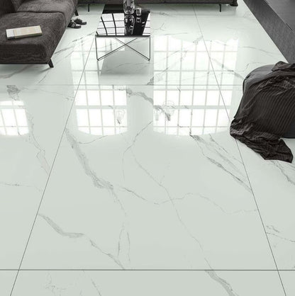 Bodenfliesen 60x120 cm Marmoroptik Feinsteinzeug Hochglanz rektifiziert