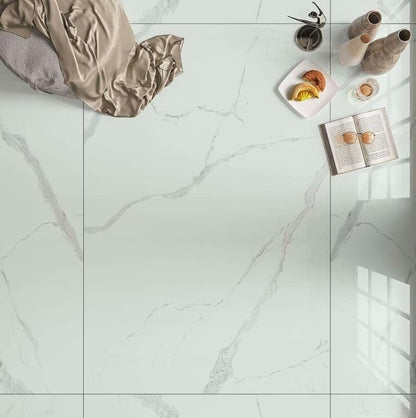 Bodenfliesen 60x120 cm Marmoroptik Feinsteinzeug Hochglanz rektifiziert