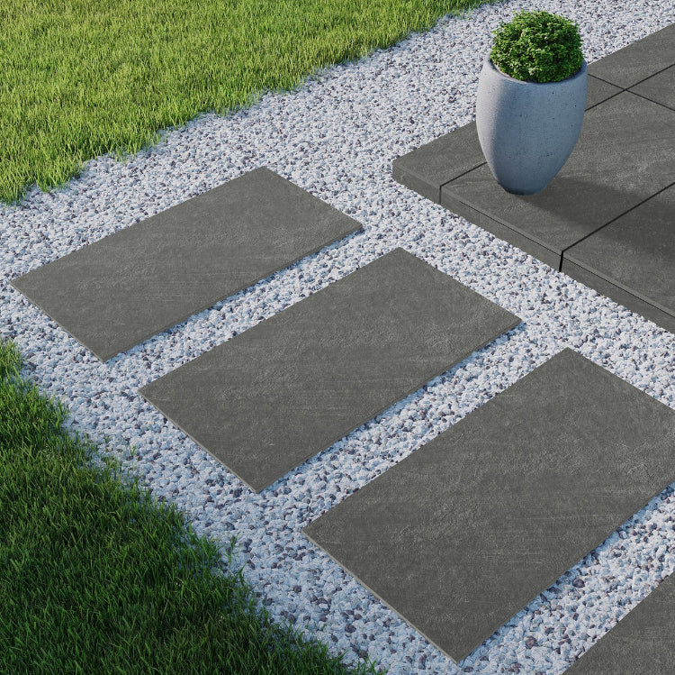 Terrassenplatte Testo Grafit 120x60x2 cm Feinsteinzeug