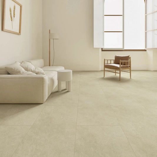 Klick-Vinyl Fliese XL Travertine hell sand | Vinylboden Steinoptik