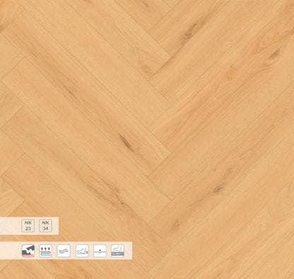 Klick-Vinyl Fischgrät Crest | Vinylboden Holzoptik helle Eiche