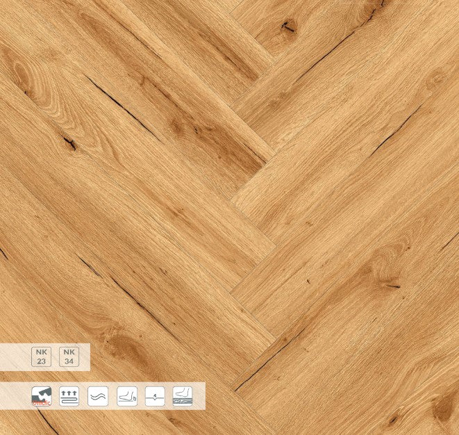 Klick-Vinyl Fischgrät Grove | Vinylboden Holzoptik warme Eiche