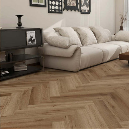 Klick-Vinyl Fischgrät Moss | Vinylboden Holzoptik graue Eiche