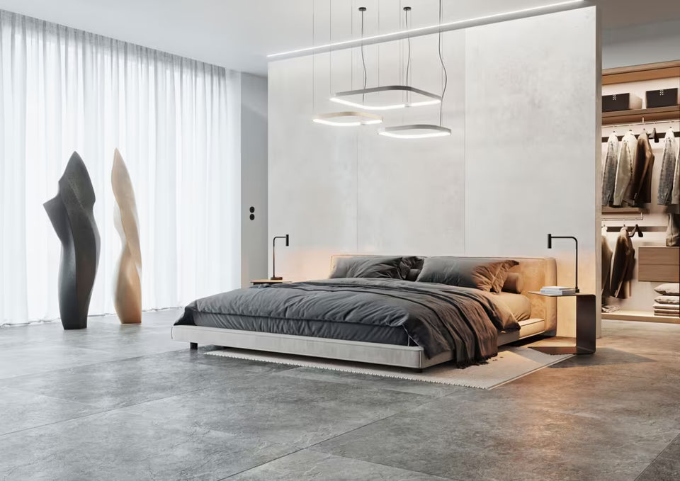 Bodenfliese 60x120 Betonoptik Grau Feinsteinzeug matt R10