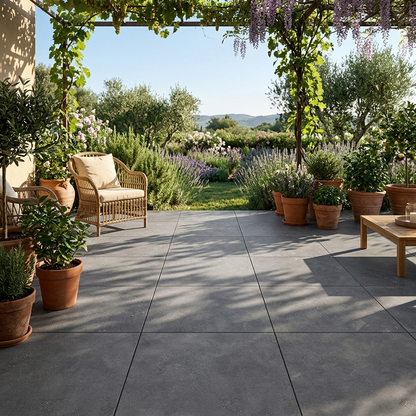 Terrassenplatte 60x60x2 cm Betonico Schwarz Feinsteinzeug
