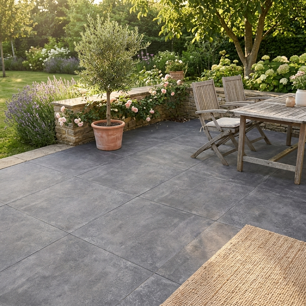 Terrassenplatten 80x80x2cm Anthrazit Feinsteinzeug
