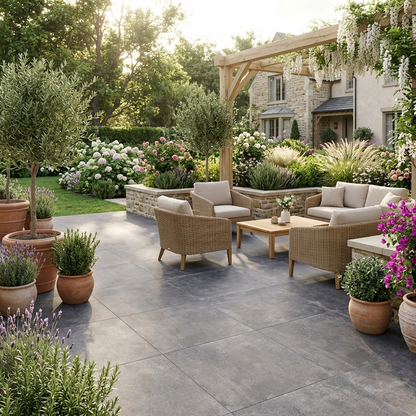 Terrassenplatten 80x80x2cm Anthrazit Feinsteinzeug