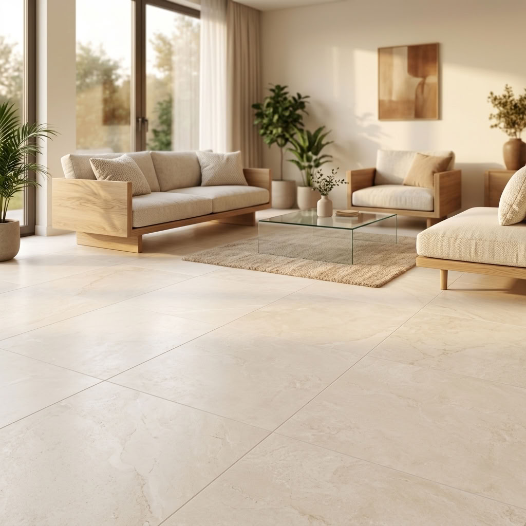 Bodenfliesen 120x120 cm Eco ceramic Pietra sand Feinsteinzeug