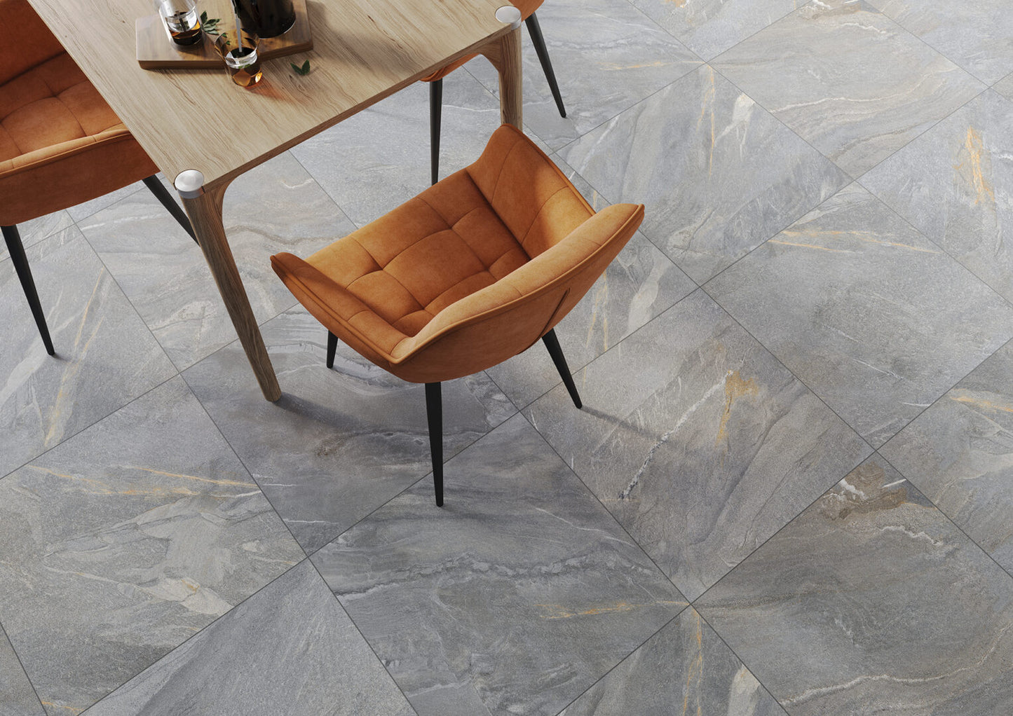 Bodenfliese 30x60 cm Natursteinoptik Grau Feinsteinzeug Rektifiziert