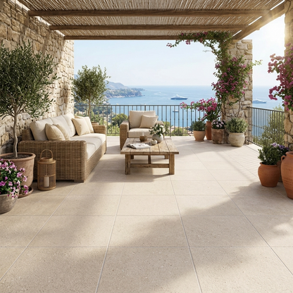 Terrassenplatte 60x60x2cm Hellbeige Feinsteinzeug R11/B