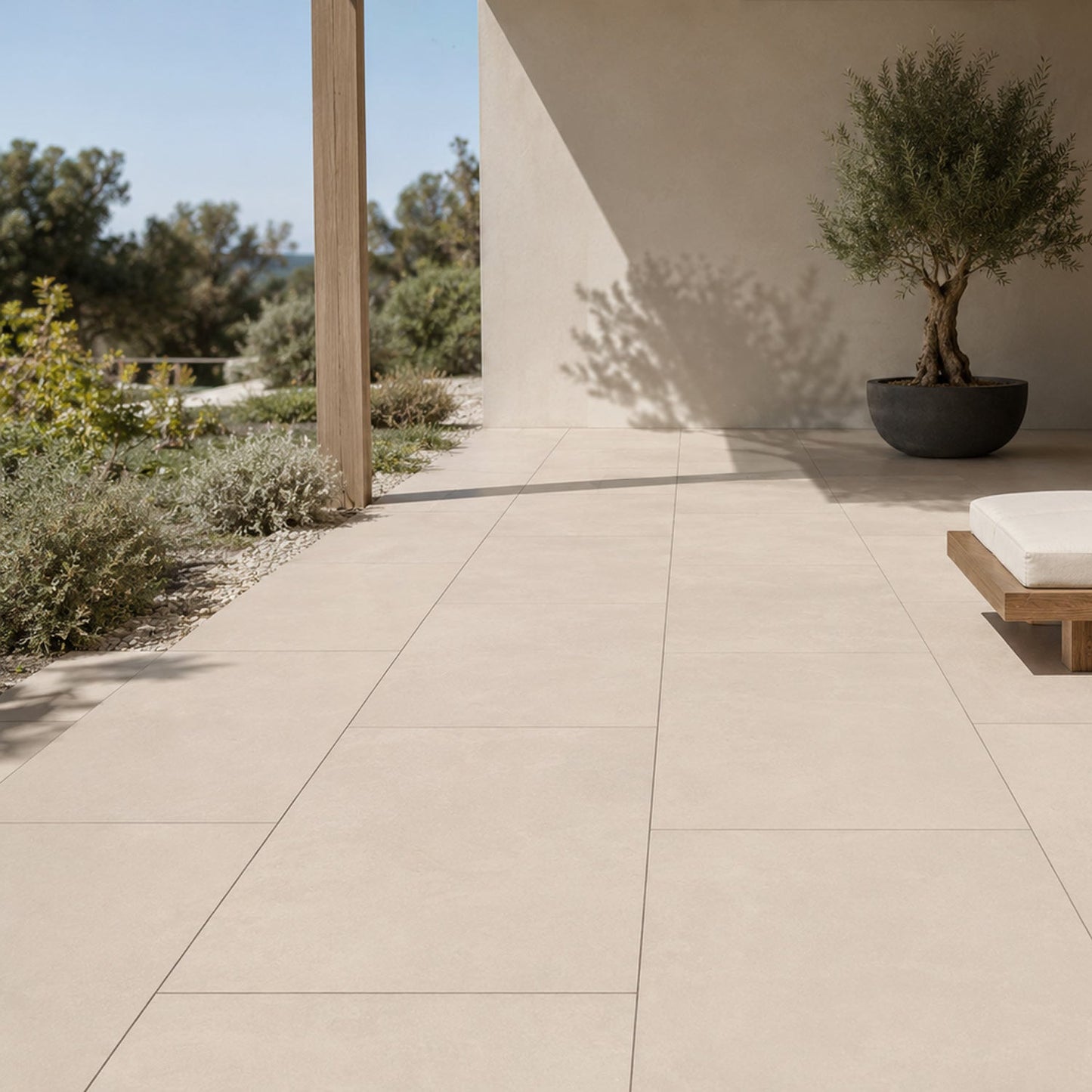 Terrassenplatten 60x120x2 cm Beige Feinsteinzeug