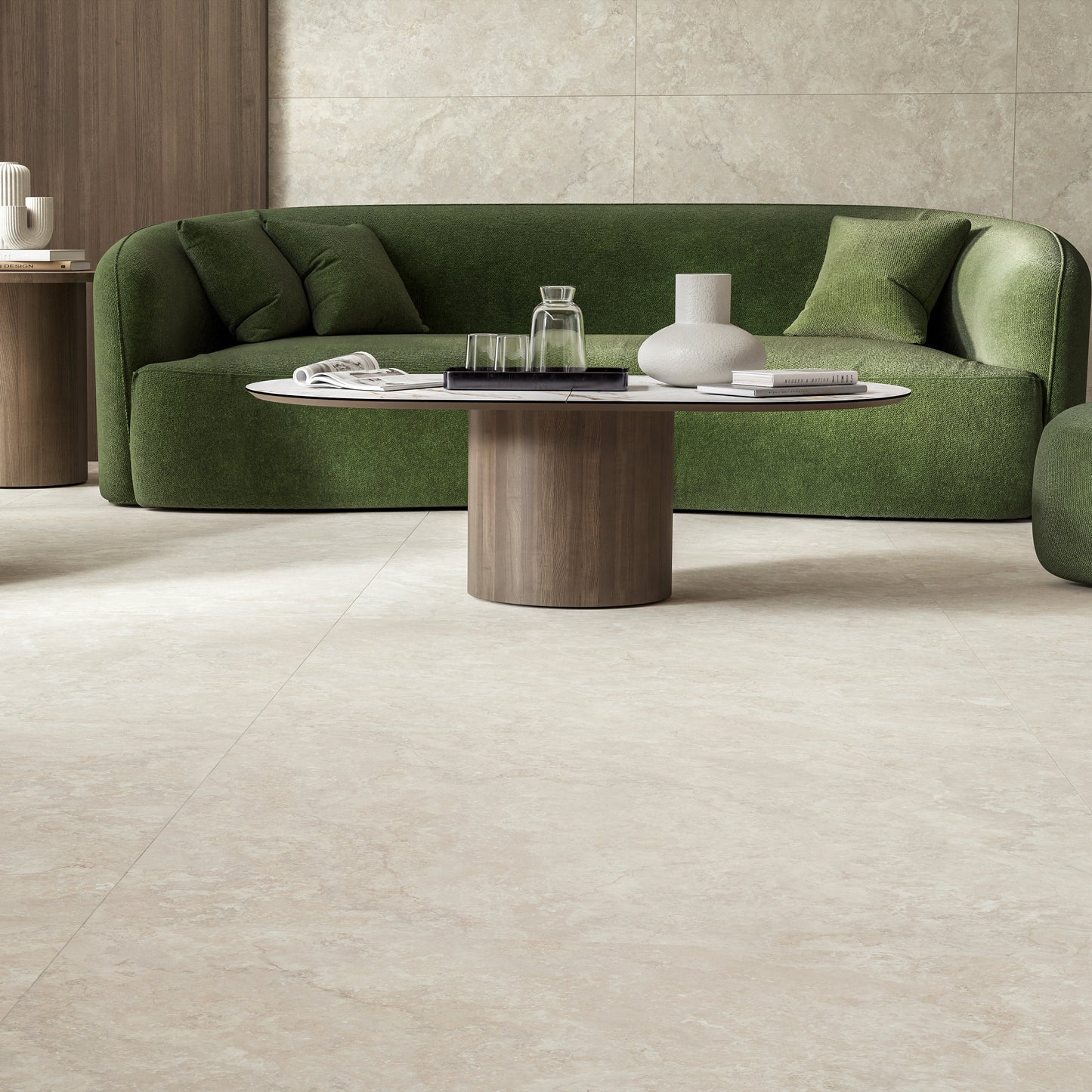 Bodenfliese 60x120 cm Beige Feinsteinzeug Betonoptik
