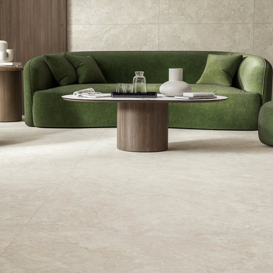 Bodenfliese 60x120 cm Beige Feinsteinzeug Betonoptik
